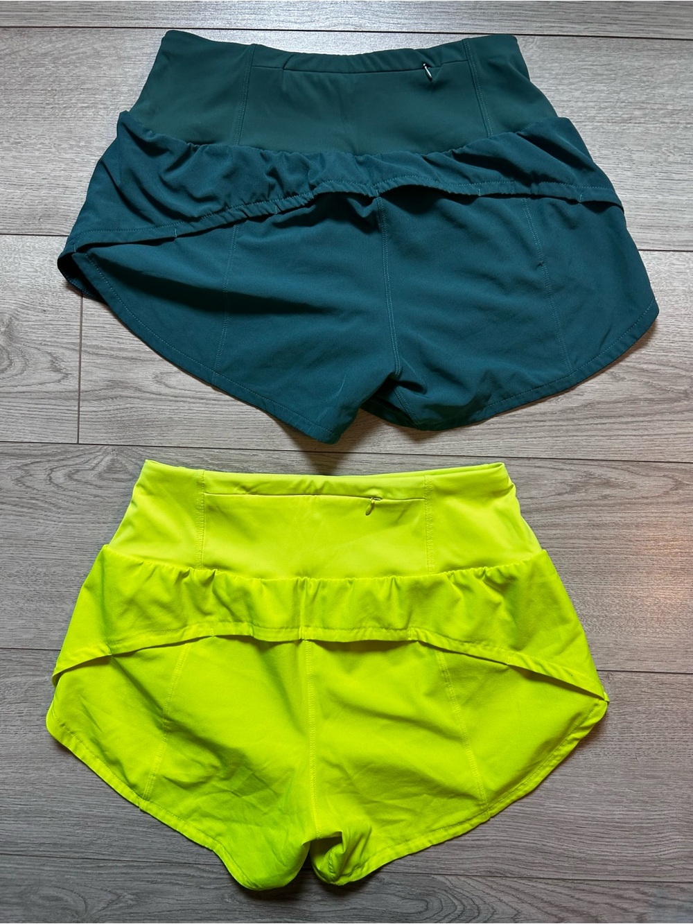 Women’s High-Waist Running Shorts | Teal & Neon Yellow - Picture 2 of 6